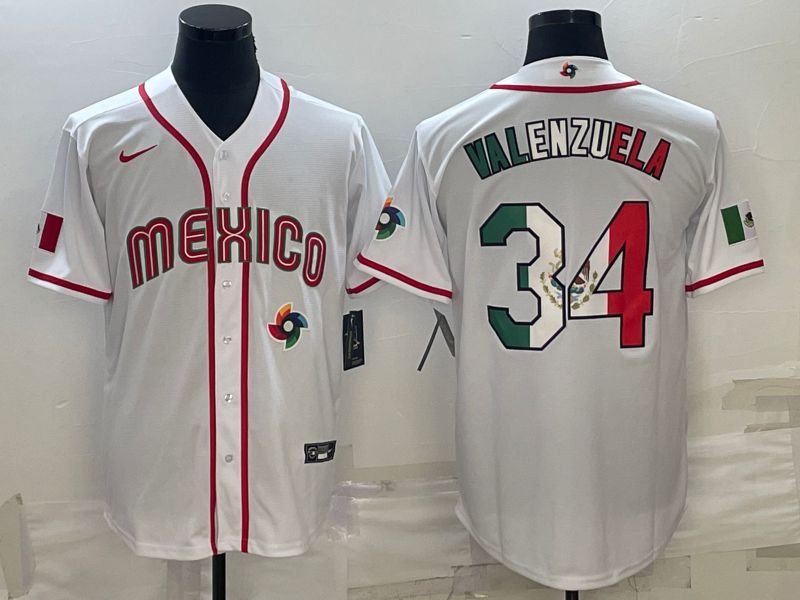 Men 2023 World Cub Mexico #34 Valenzuela White Nike MLB Jersey->more jerseys->MLB Jersey